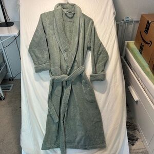 Brooklinen Super Plush Terry Turkish Cotton green Unisex Bath Robe sz Small Spa